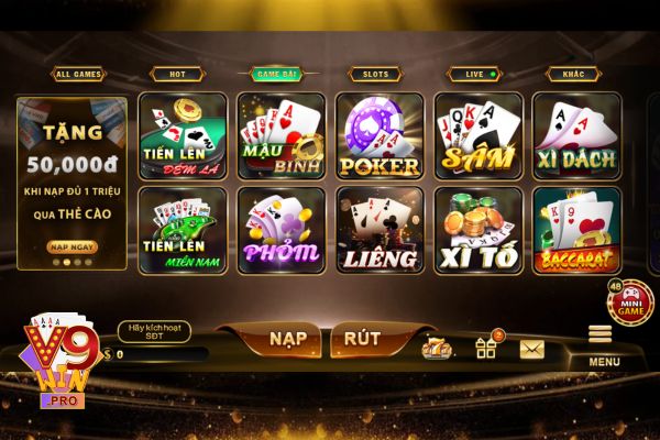 Hệ thống game bài V9Win đa dạng phong phú 